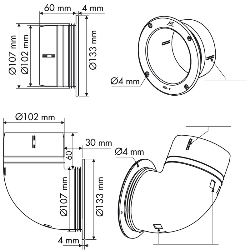 Plastimo aerateur droit dia 4 pouces
