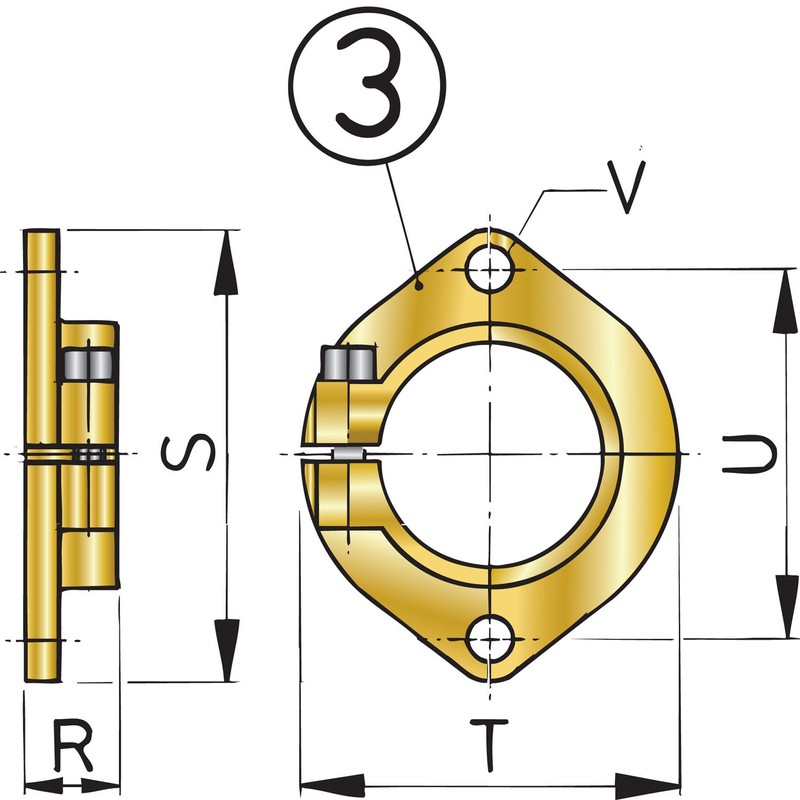 Vetus bride de montage pour tube étambot ø30 mm