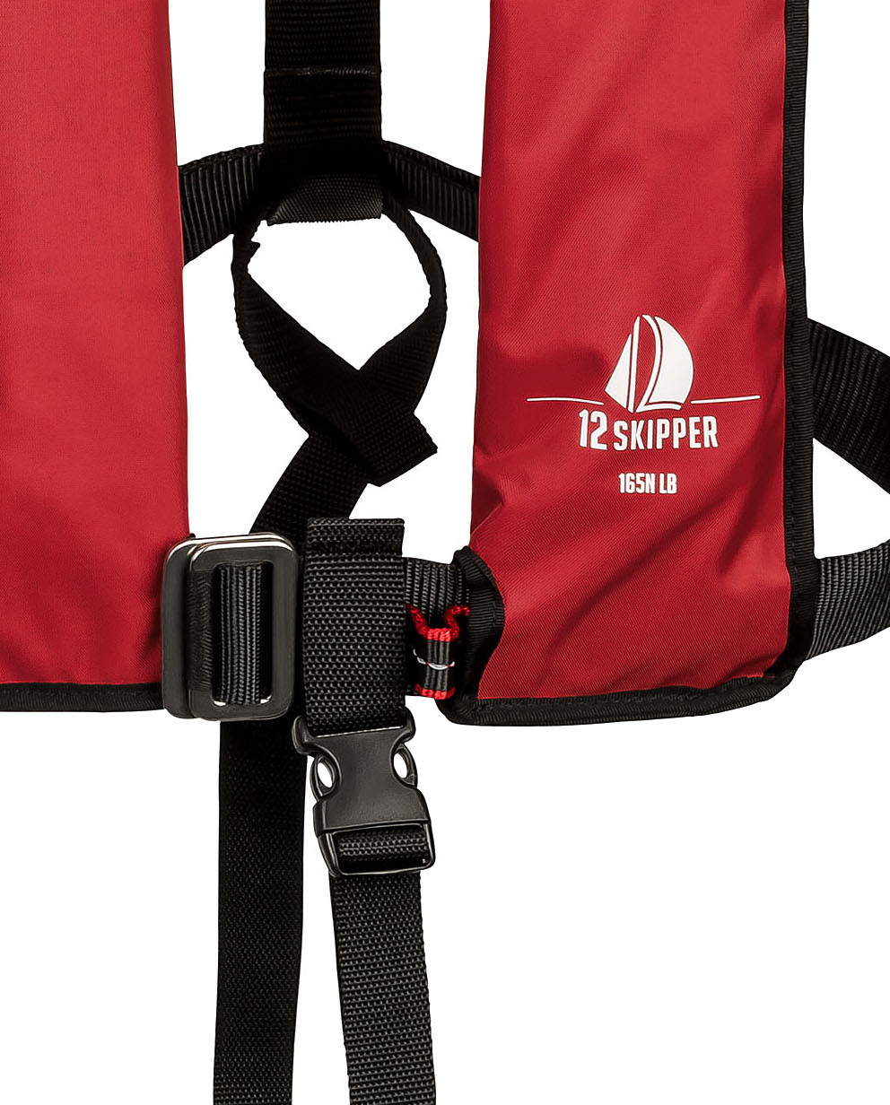 Lot de 2 : 12skipper gilet de sauvetage automatique 165N ISO avec harnais - rouge
