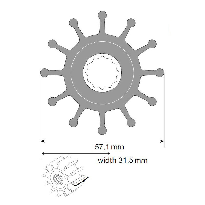 Johnson Impeller pour pompe F5, MC97/EPDM