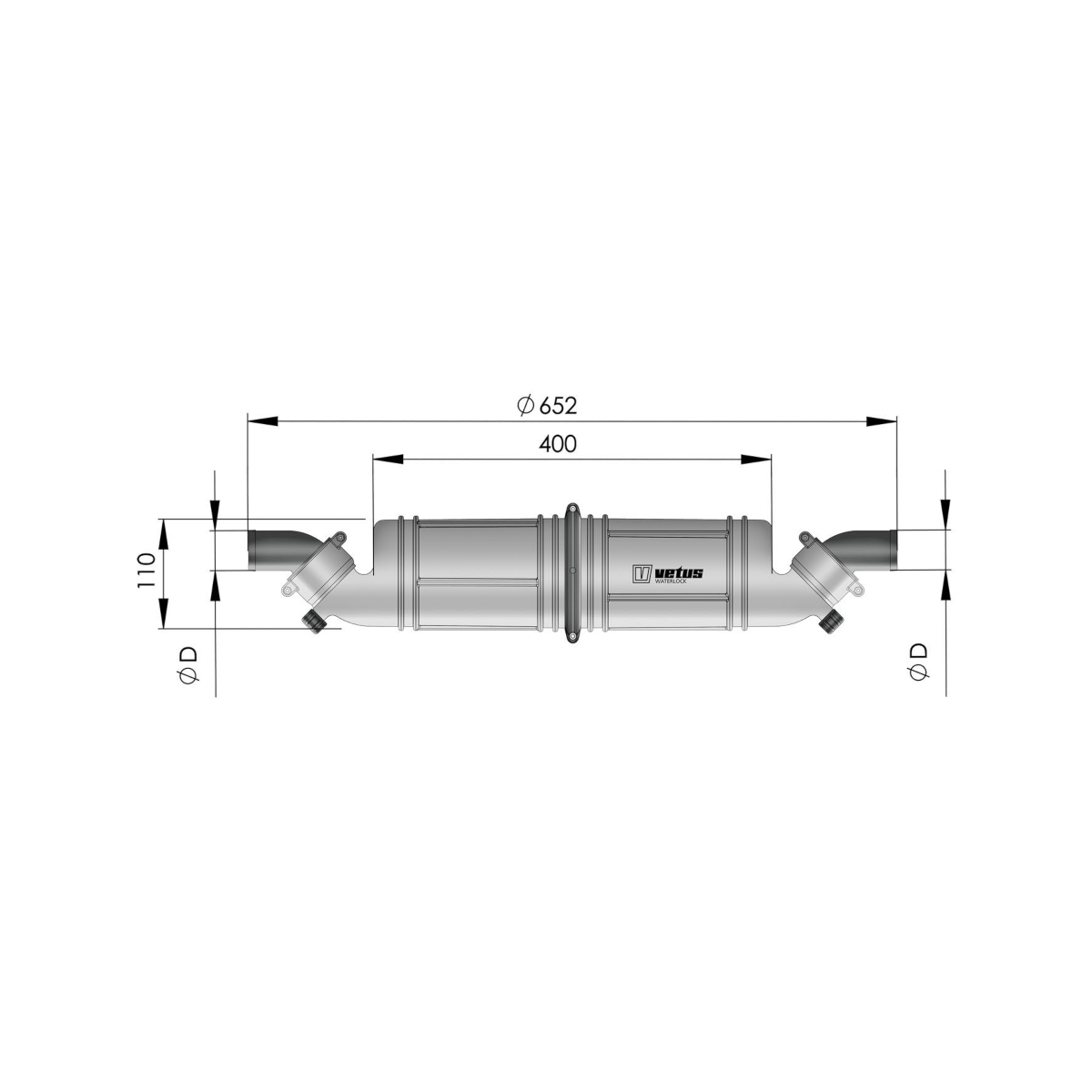 Vetus waterlock silencieux nlph horizontal ø50 mm