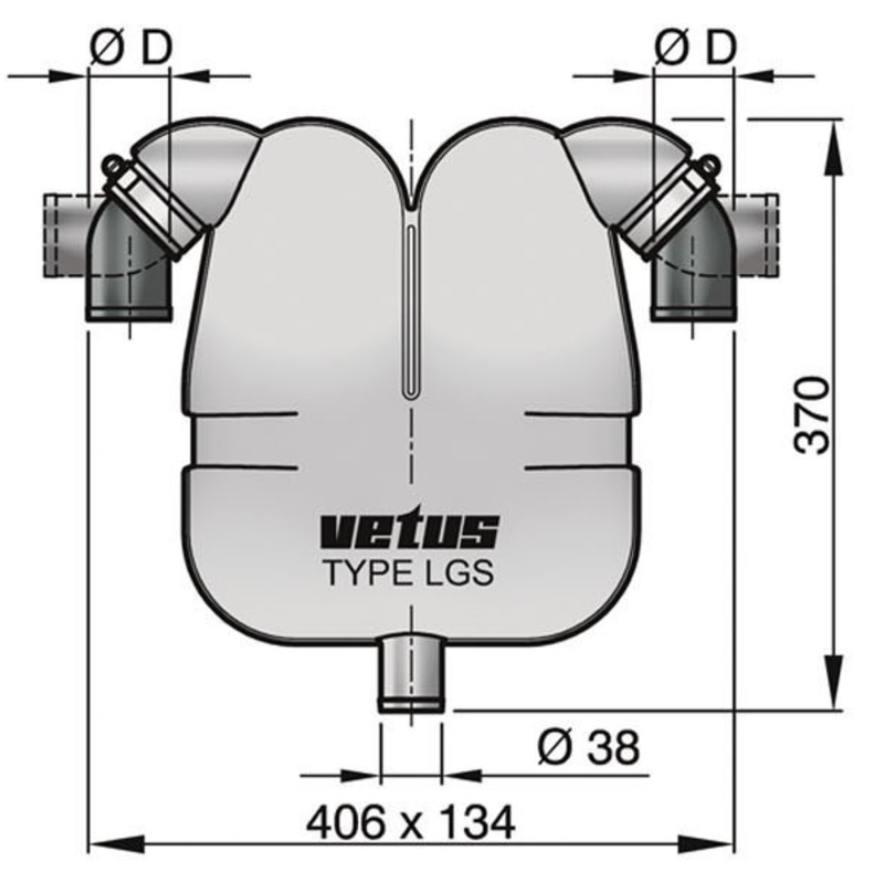 Vetus séparateur de gas d'échappement 38 mm + raccord 45 mm