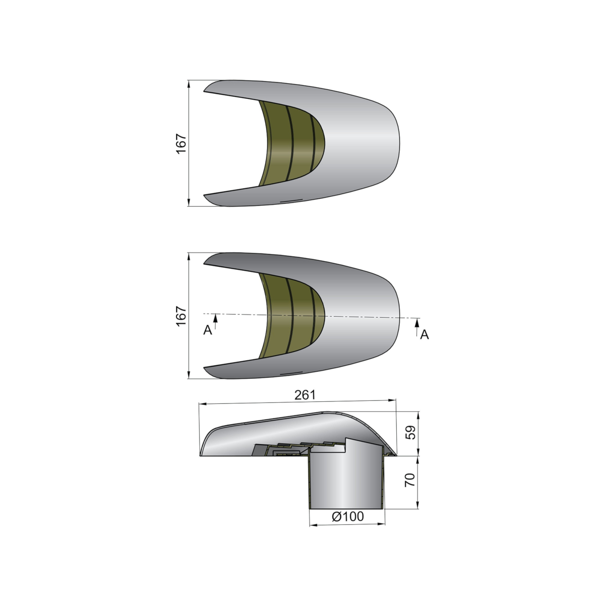 Vetus aérateur à coquille typhoon ø100 mm