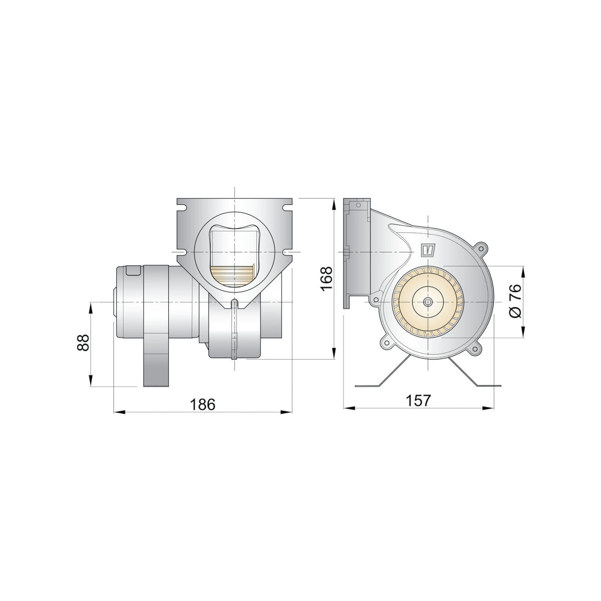 Vetus ventilateur-extracteur en ligne 24 v - ø76 mm