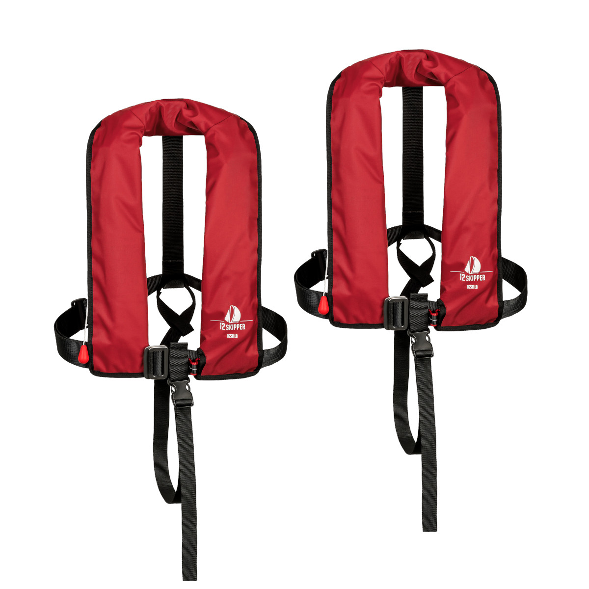 Lot de 2 : 12skipper gilet de sauvetage automatique 165N ISO avec harnais - rouge