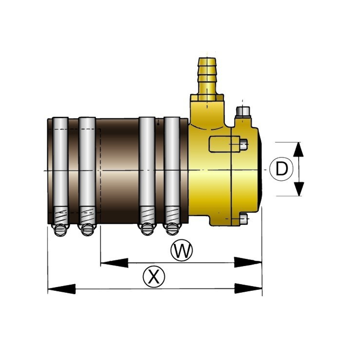 Vetus presse-étoupe souple ø40 mm à double joint à lèvre