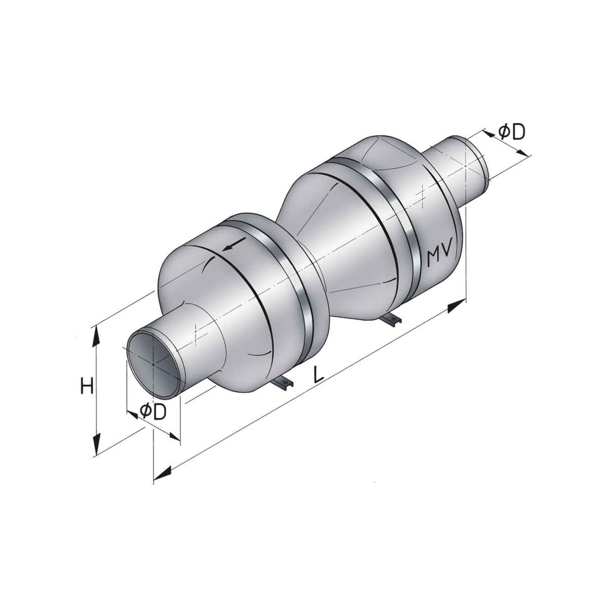 Vetus silencieux mv125 - ø125 mm (à clapet battant)