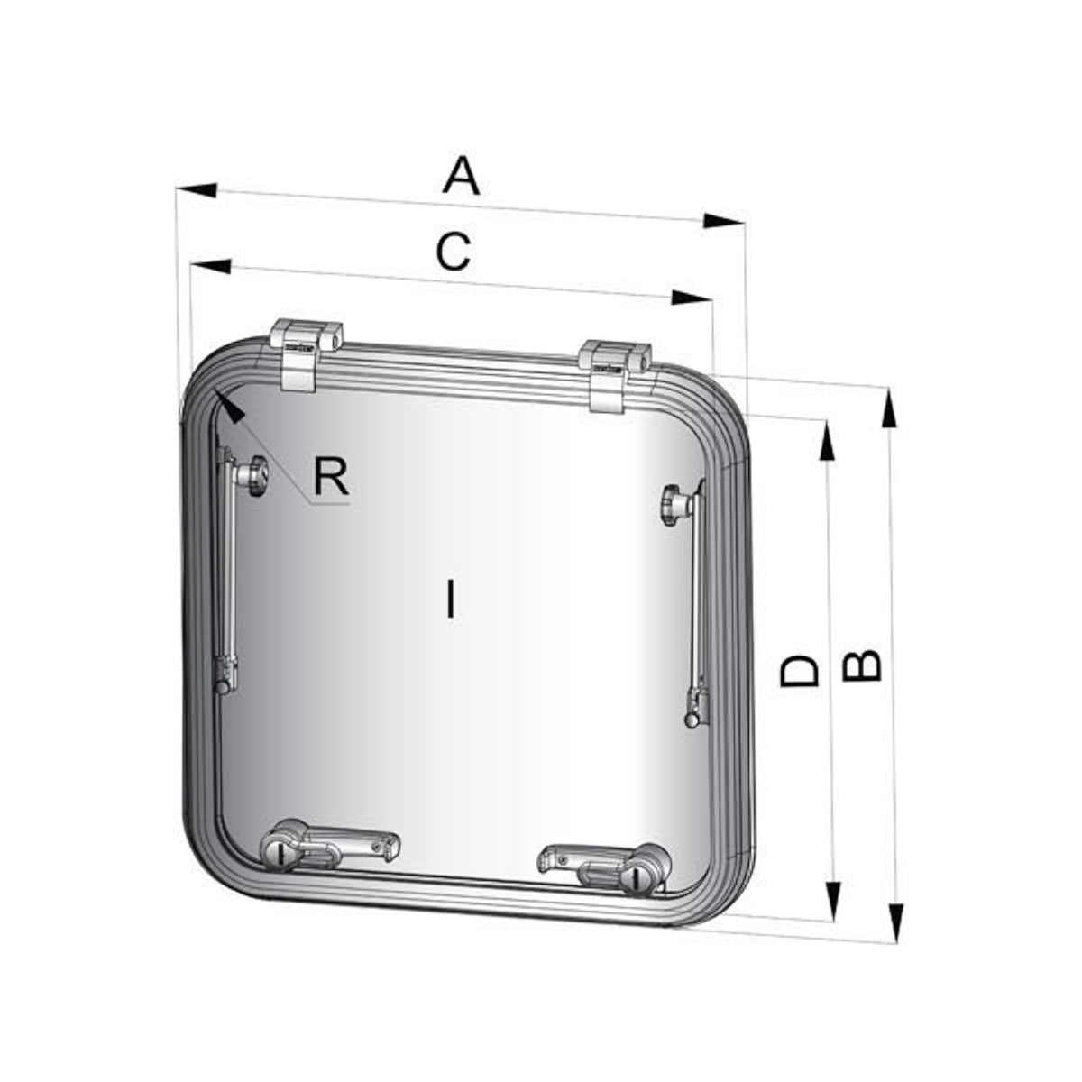 Vetus trappe de survie libero type 50 - rayon 55mm - découpe 500 x 500 mm