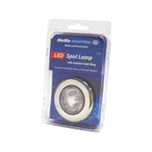 Hella Marine Série 3980 SpotLED plafonnier LED – boîtier en acier inoxydable satiné – anneau lumineux blanc