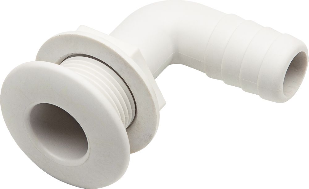 Plastimo passe-coque coude cannele 25 mm blanc