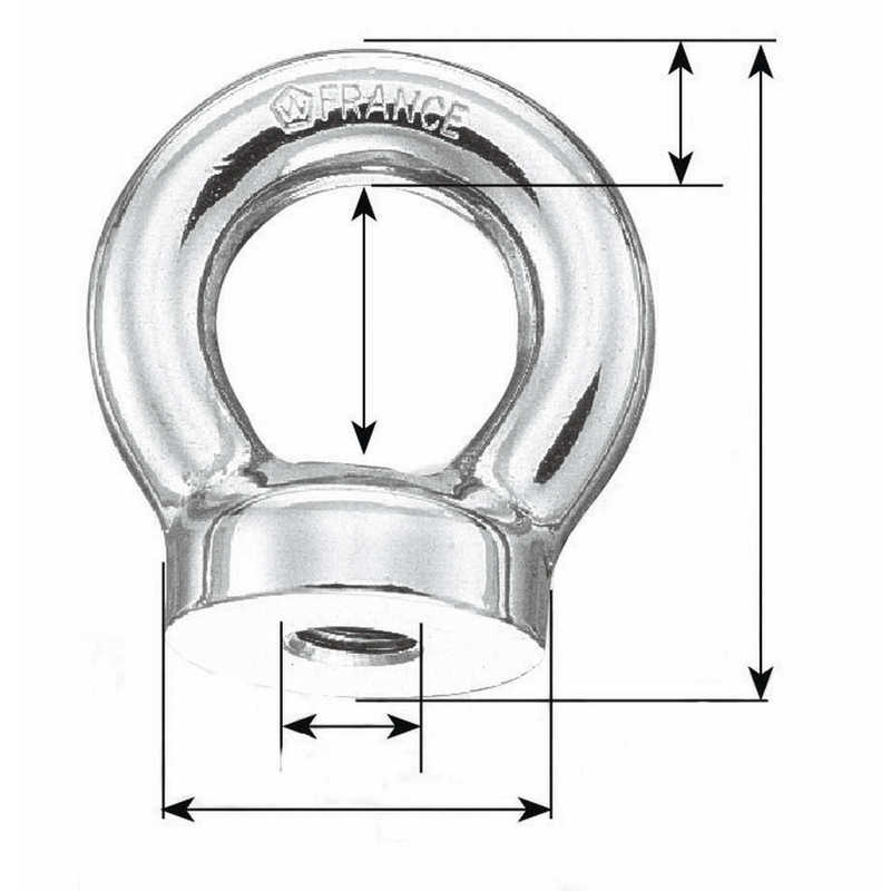 Plastimo ecrou a oeil 16x200mm h.56mm