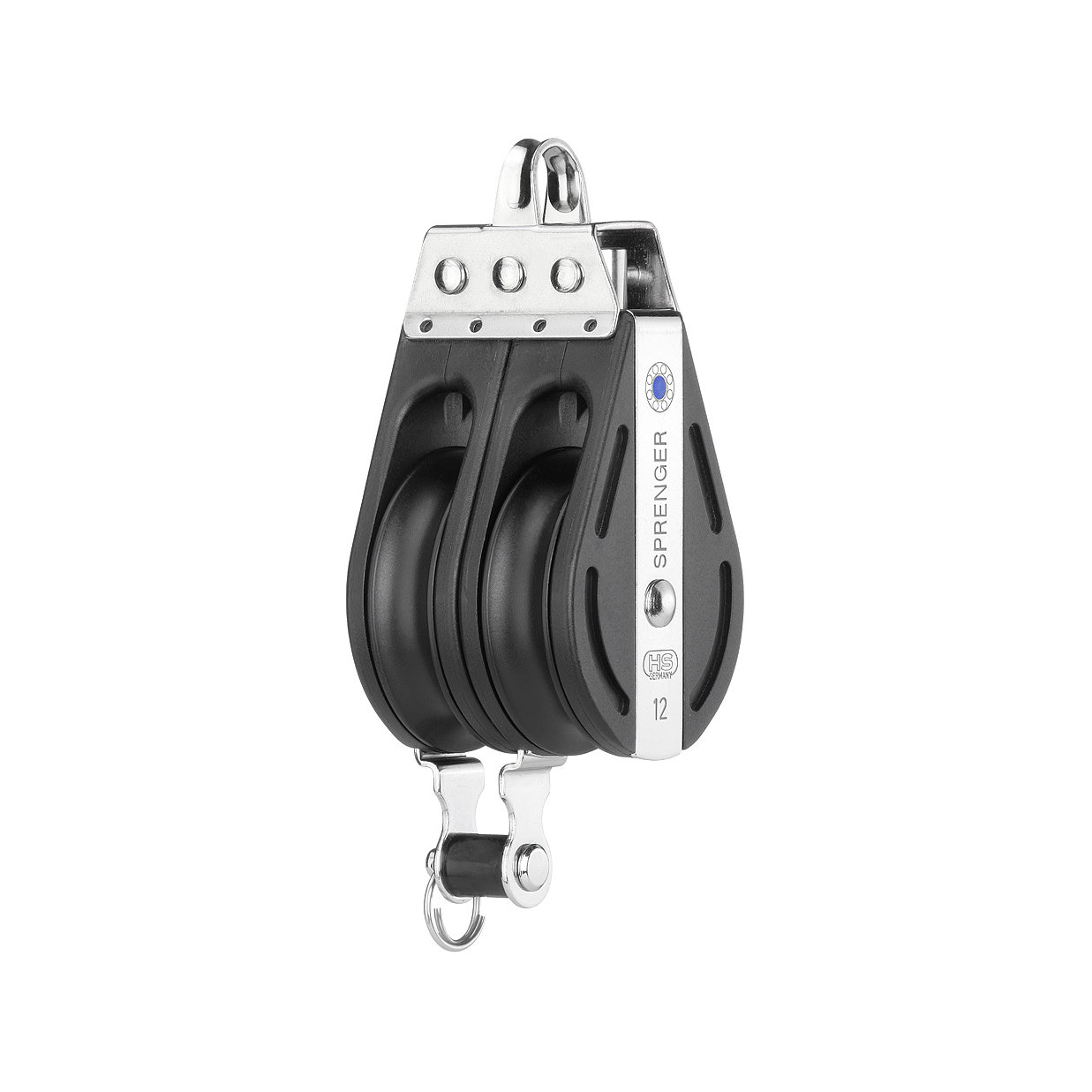 HS Sprenger Série S-Block 12 mm Poulie à roulement à aiguilles – double réa avec étrier fixe et bécket
