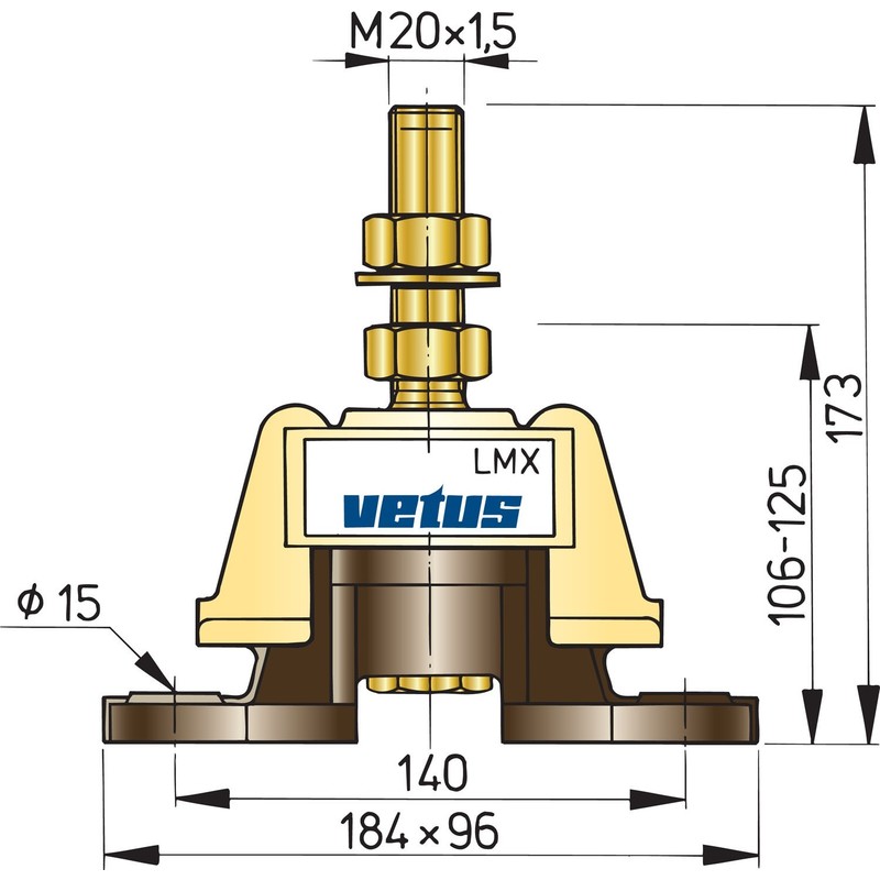 Vetus support-moteur flexible type lmx210