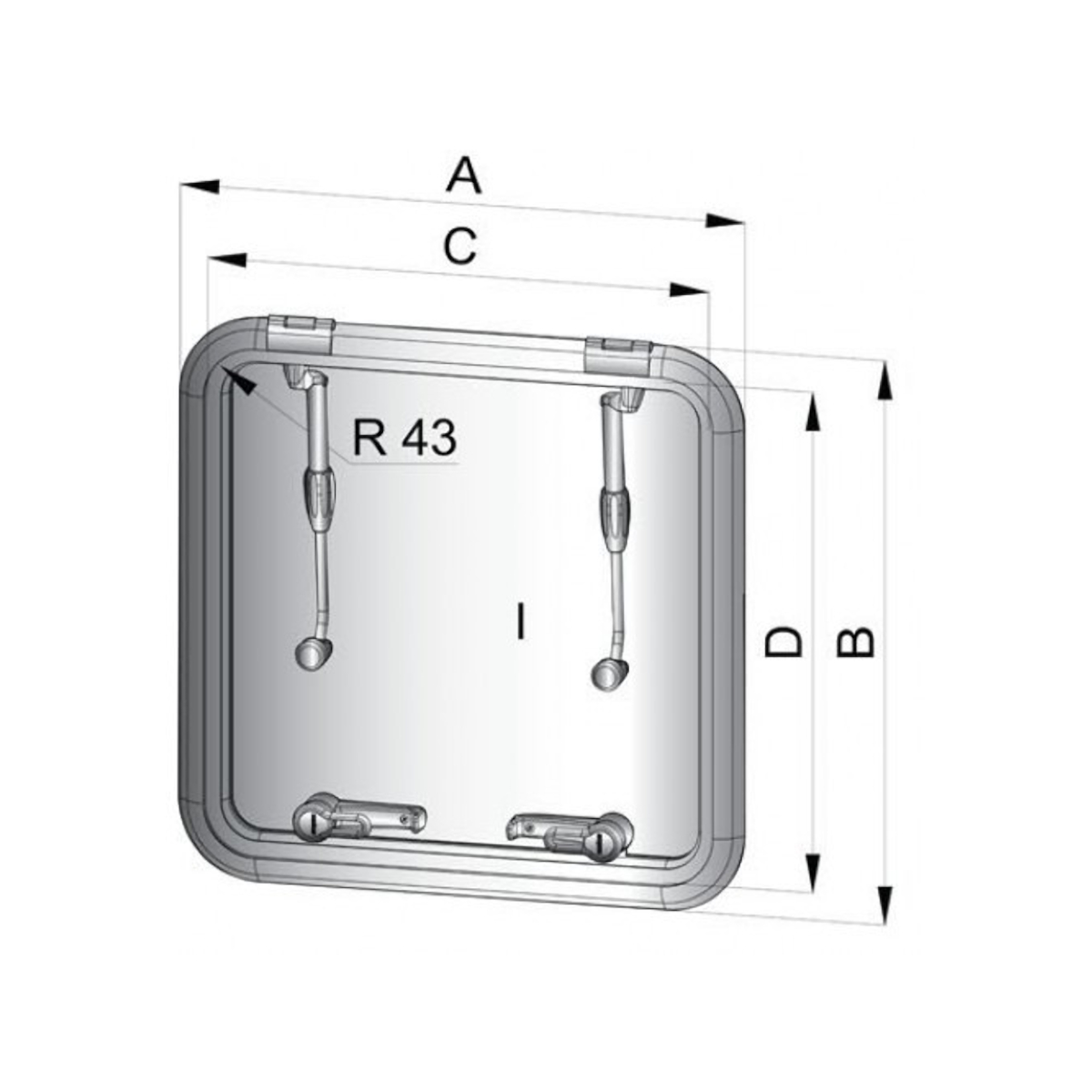 Vetus capot de pont altus type 5038 - découpe 507 x 377 mm