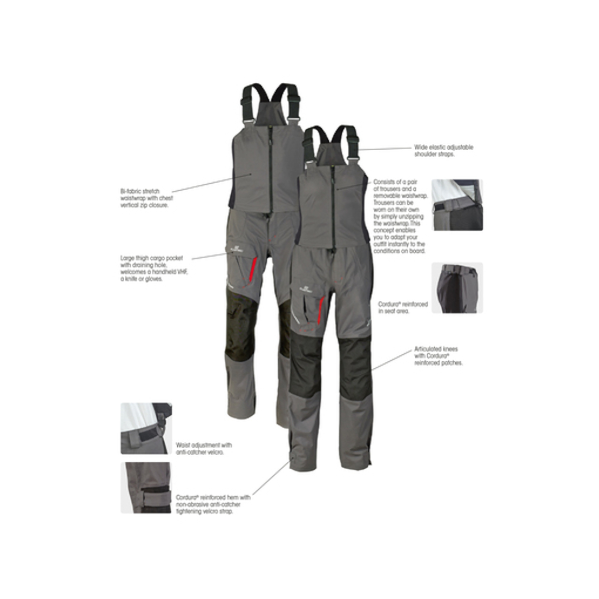 Plastimo Salopette ACTIV Hommes, gris / noir