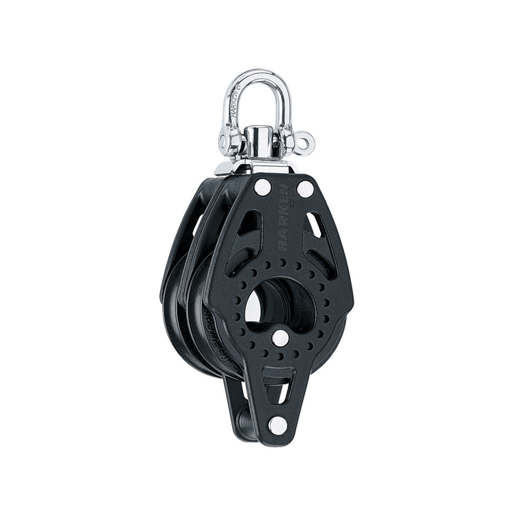 Harken 75mm Carbo bloc - à deux branches avec manille d'émerillon et fosse à chien