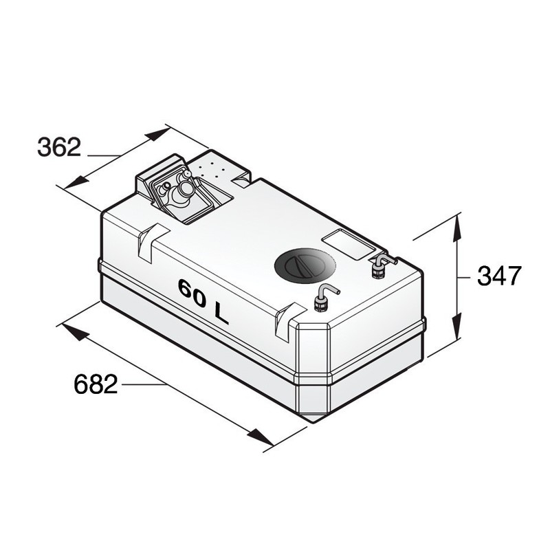 Vetus réservoir gasoil - rigide - ftank - 60 l - ø8 mm