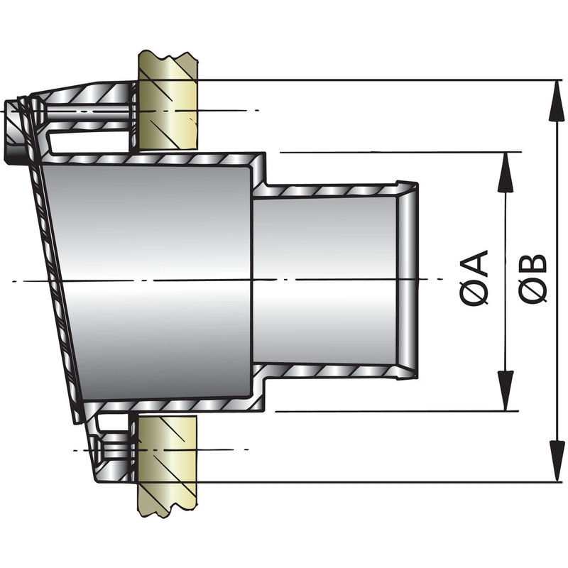 Vetus sortie d'échappement avec clapet battant rond 45 mm