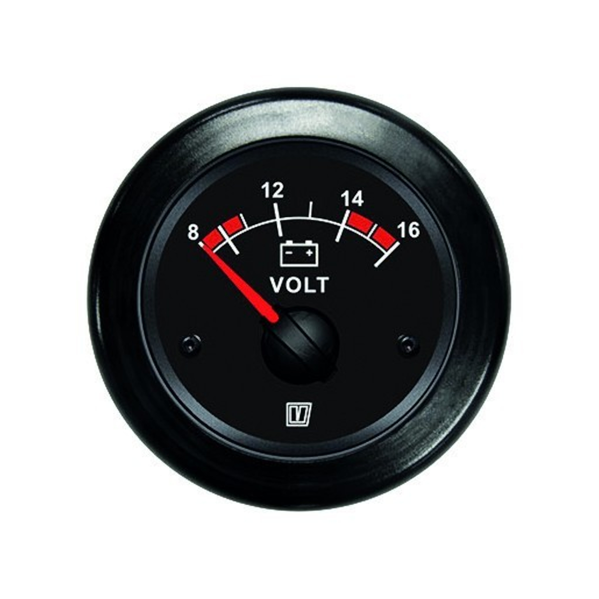 Voltmètre Vetus, noir, 12 volts 52 mm de diamètre de découpe