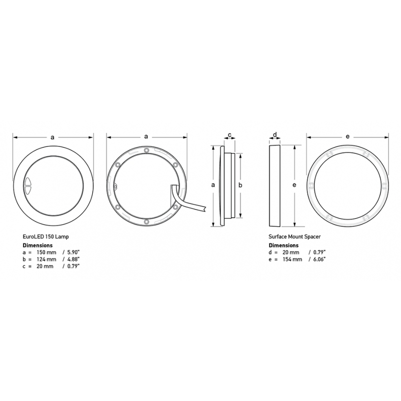 Hella EuroLED 150 LED lumière de plafond blanc chaud/ rouge, SS