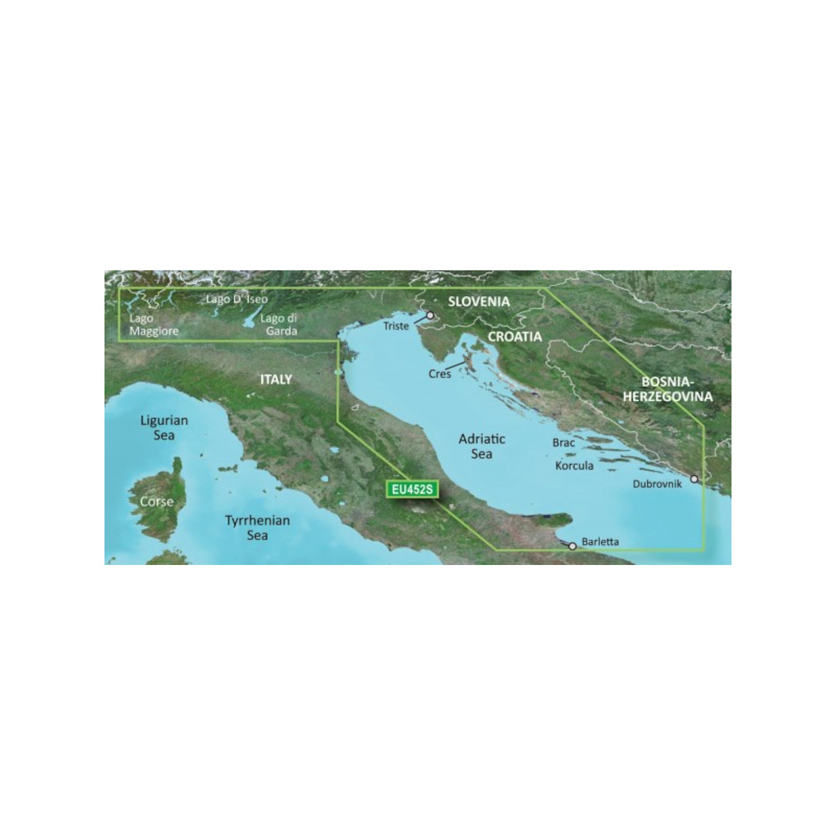 Garmin VEU452S carte marine Nord de l’Adriatique et de l’Italie, Croatie, Slovénie