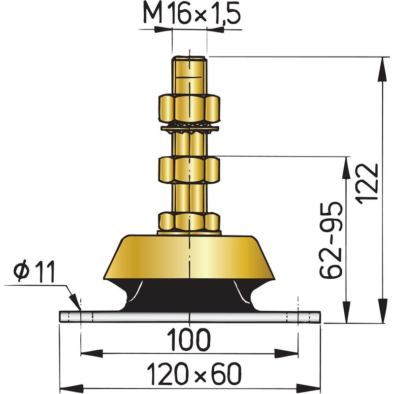 Support moteur flexible Vetus type-K80V