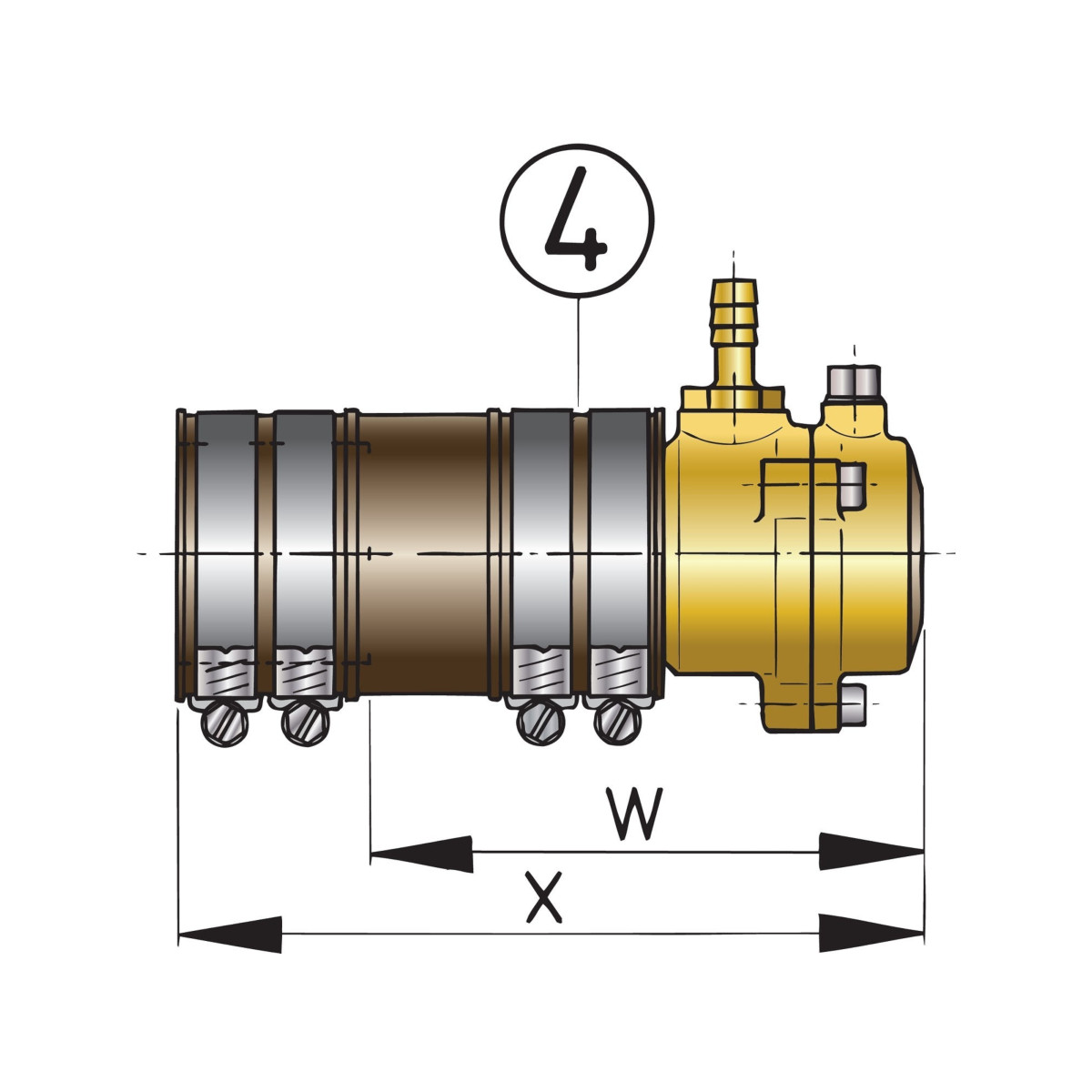 Palier intérieur auto-alignant Vetus Ø25mm
