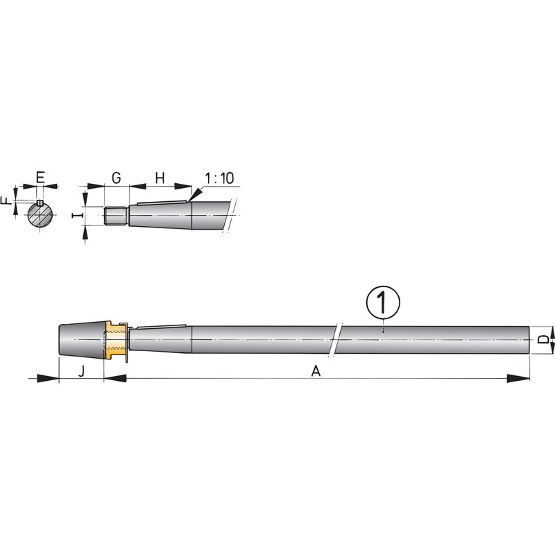Arbre inox Vetus avec écrou borgne L=3000mm,Ø45mm