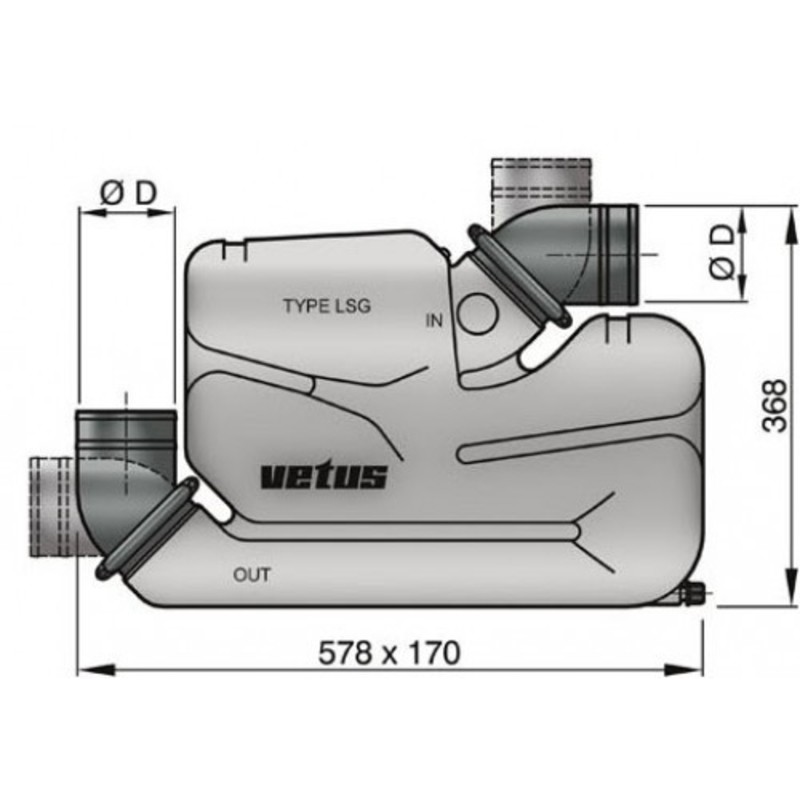 Vetus waterlock lsg90 - ø90 mm coudes orientables