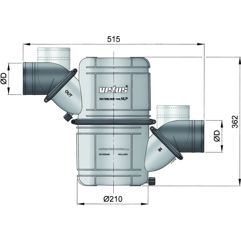 Vetus waterlock nlp60 heavy duty ø60 mm - 10 l