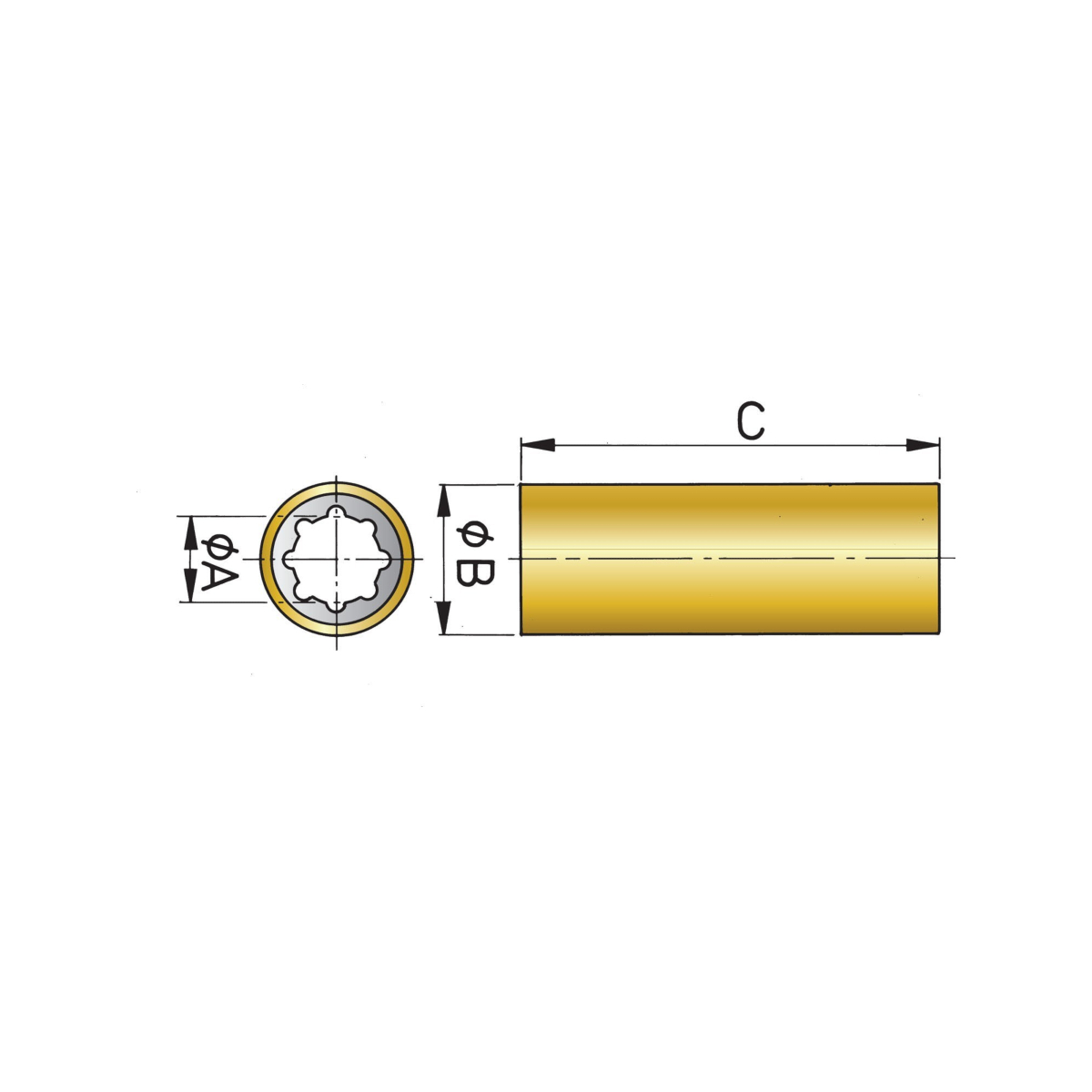 Vetus bague hydraulube caoutchouc pour arbre de 45mm diam ext  2 3/8 inch et longueur 180mm