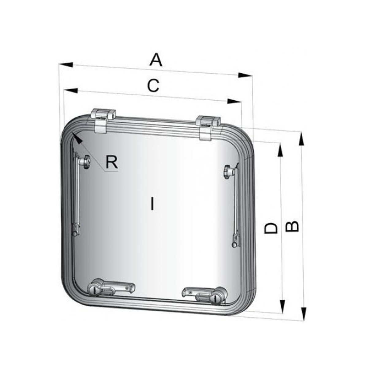 Vetus trappe de survie libero type 41 - rayon 55mm - découpe 410 x 410 mm