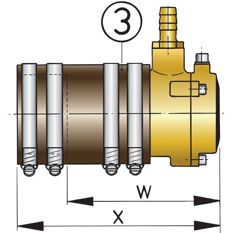 Vetus presse-étoupe souple ø45 mm à double joint à lèvre
