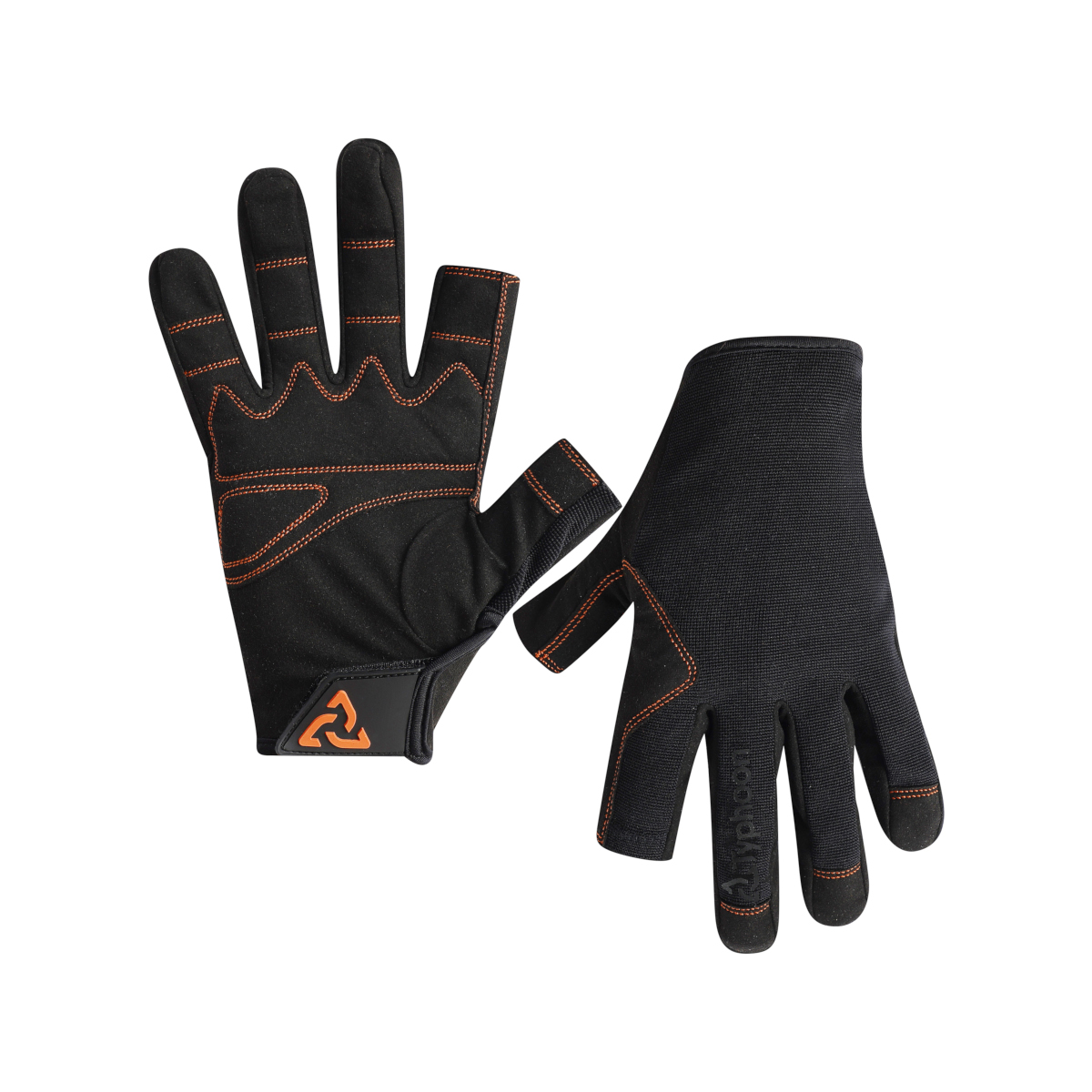 Typhoon Essential Gants de voile à doigts longs unisexes noir/orange, taille Y-S