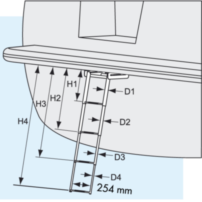 Plastimo echelle 4 echelons escamotble+enc 316