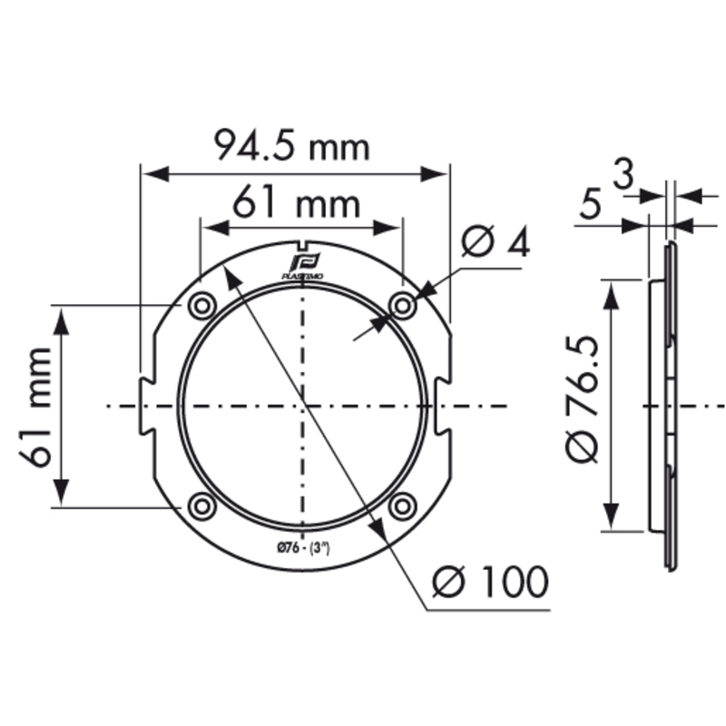 Plastimo manchon 5mm blanc 3"