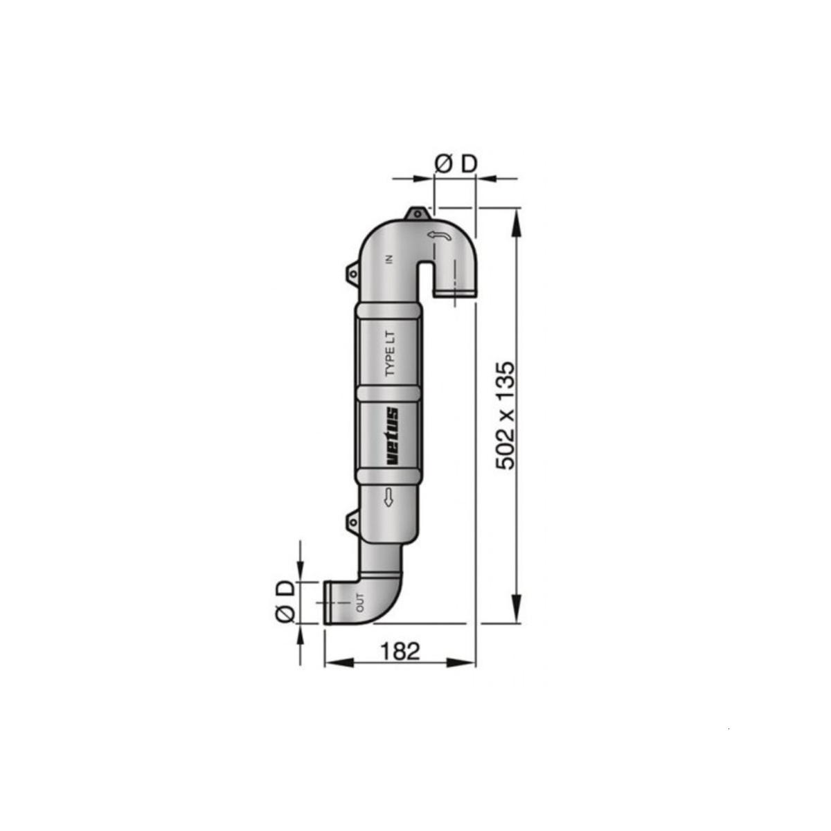 Col de cygne pour les tuyaux d'échappement d'un diamètre intérieur de 40 à 60 mm