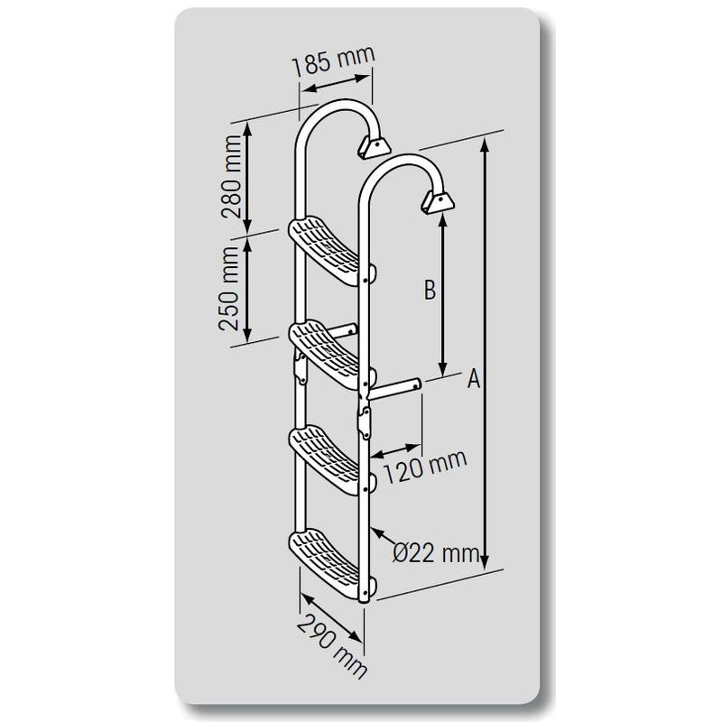 Plastimo echelle inx pliant 180d,3+3 ech gris crb