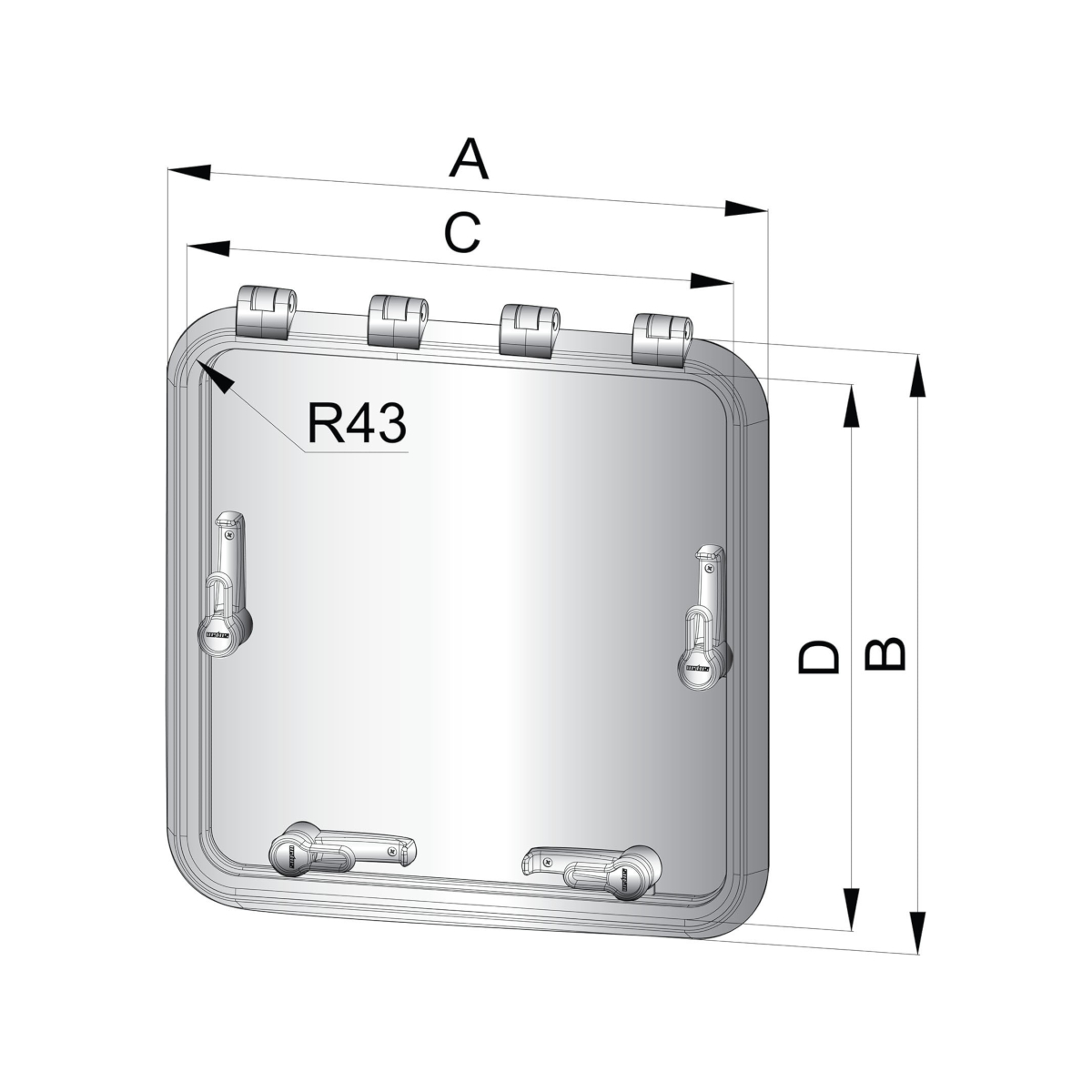 Vetus capot de pont magnus type 5038 - découpe 507 x 377 mm