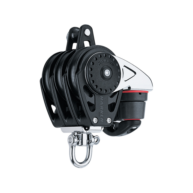 Harken 57mm Carbo poulie d'écoute de grand-voile - triple épaisseur avec manille d'émerillon, bout de chien et taquet coinceur