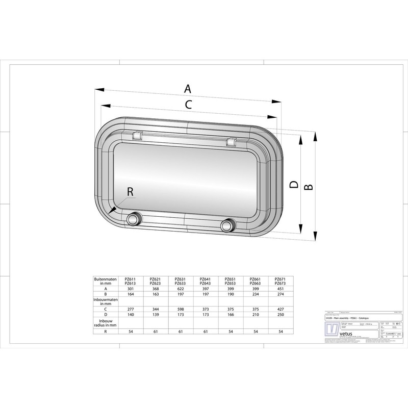 Vetus hublot alu type pz641 - category a1 - avec moustiquaire