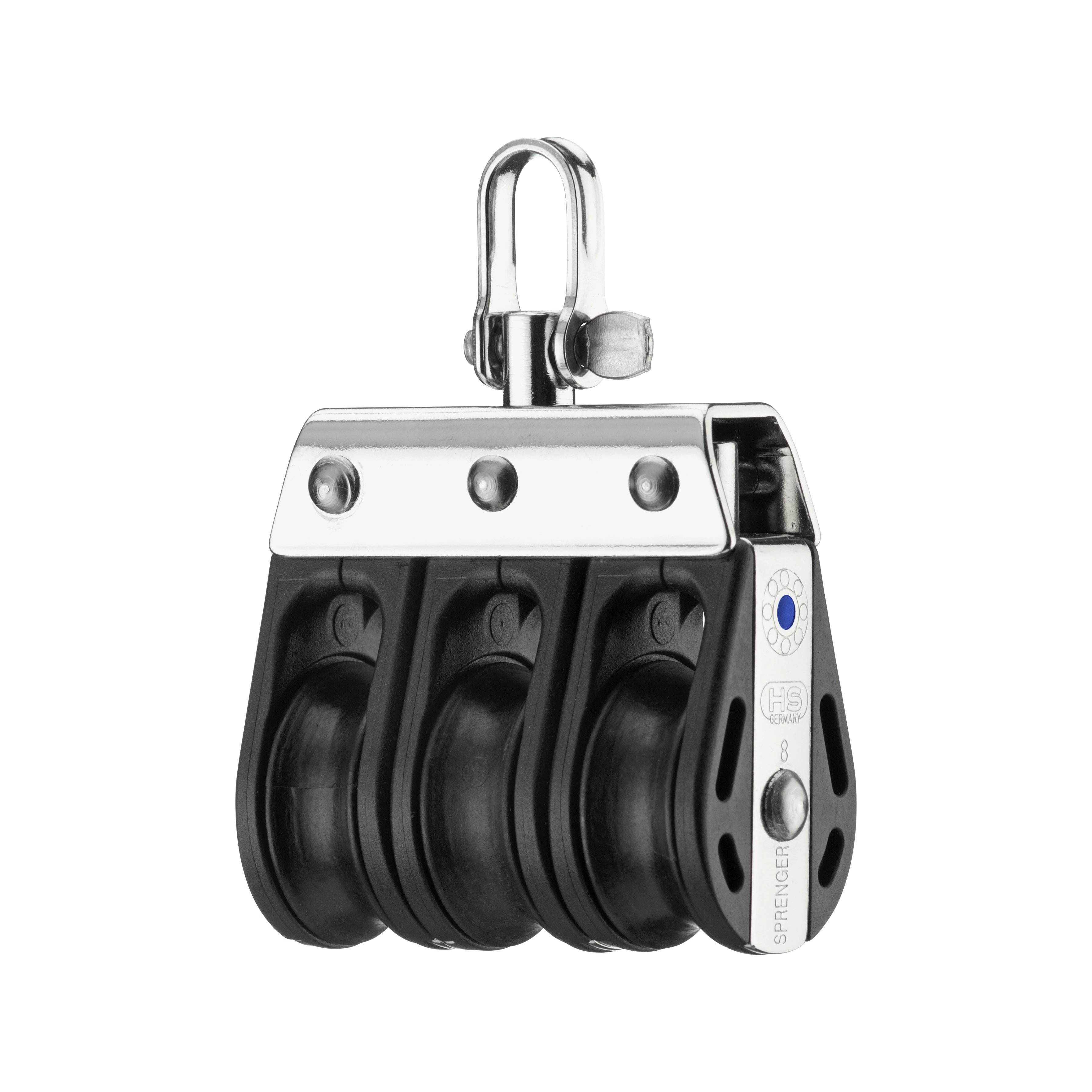 Hs sprenger Série S-Block 8mm poulie avec roulement à aiguilles - triple avec manille pivotante