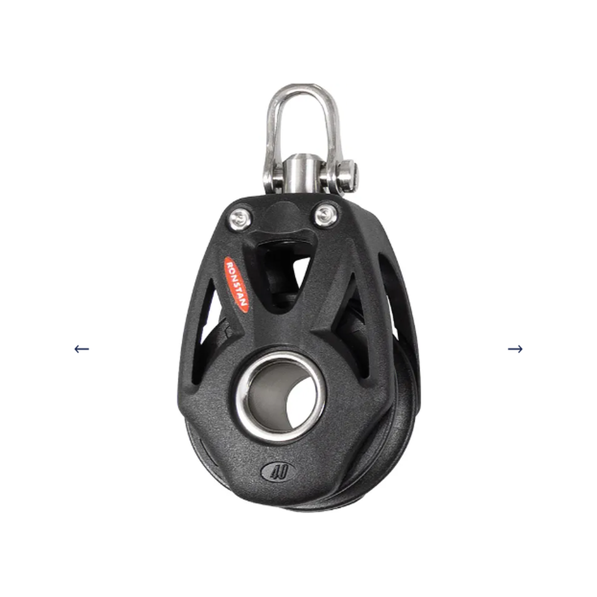 Ronstan S40 BB Orbit Block simple avec étrier, tête pivotante