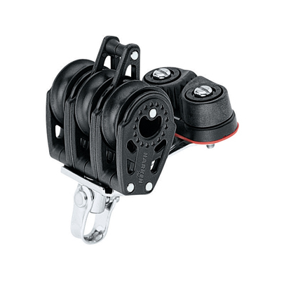 Harken 40mm Carbo poulie d'écoute de grand-voile - triple épaisseur avec manille d'émerillon, bout de chien et taquet coinceur