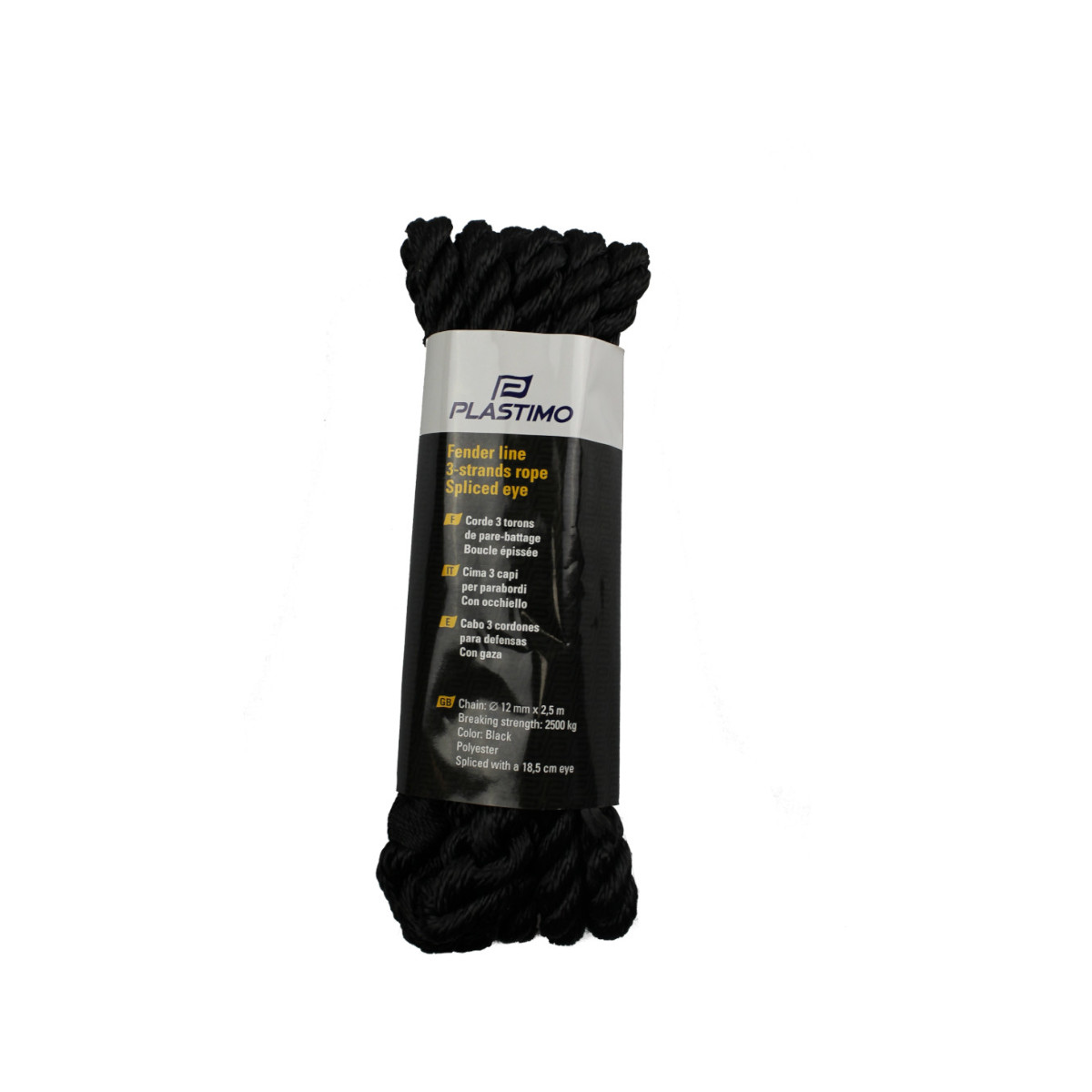 Plastimo Cordage 3 torons pare-battage œillet épissé  - Couleur noir