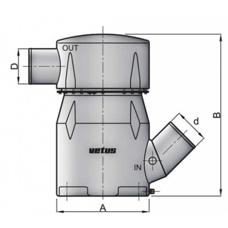 Vetus Waterlock MGS - entrée 203mm - 45° - sortie 203mm