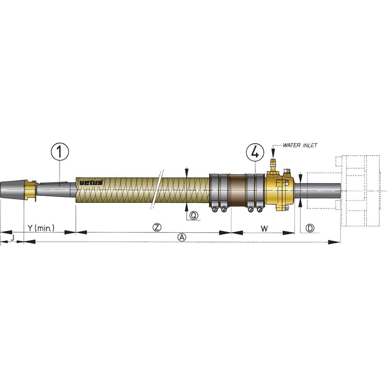 Tube d'étambot en fibre de verre Vetus Ø 35 mm, L=2000 mm