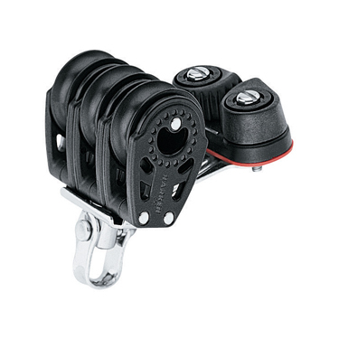 Harken 29mm Carbo poulie d'écoute de grand-voile - triple épaisseur avec manille d'émerillon et taquet coinceur
