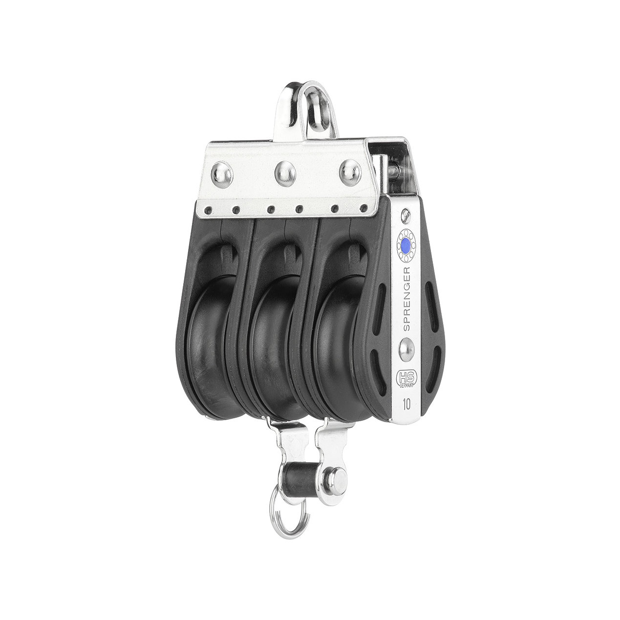 HS Sprenger Série S-Block 10 mm Poulie à roulement à aiguilles – triple réa avec étrier et bécket