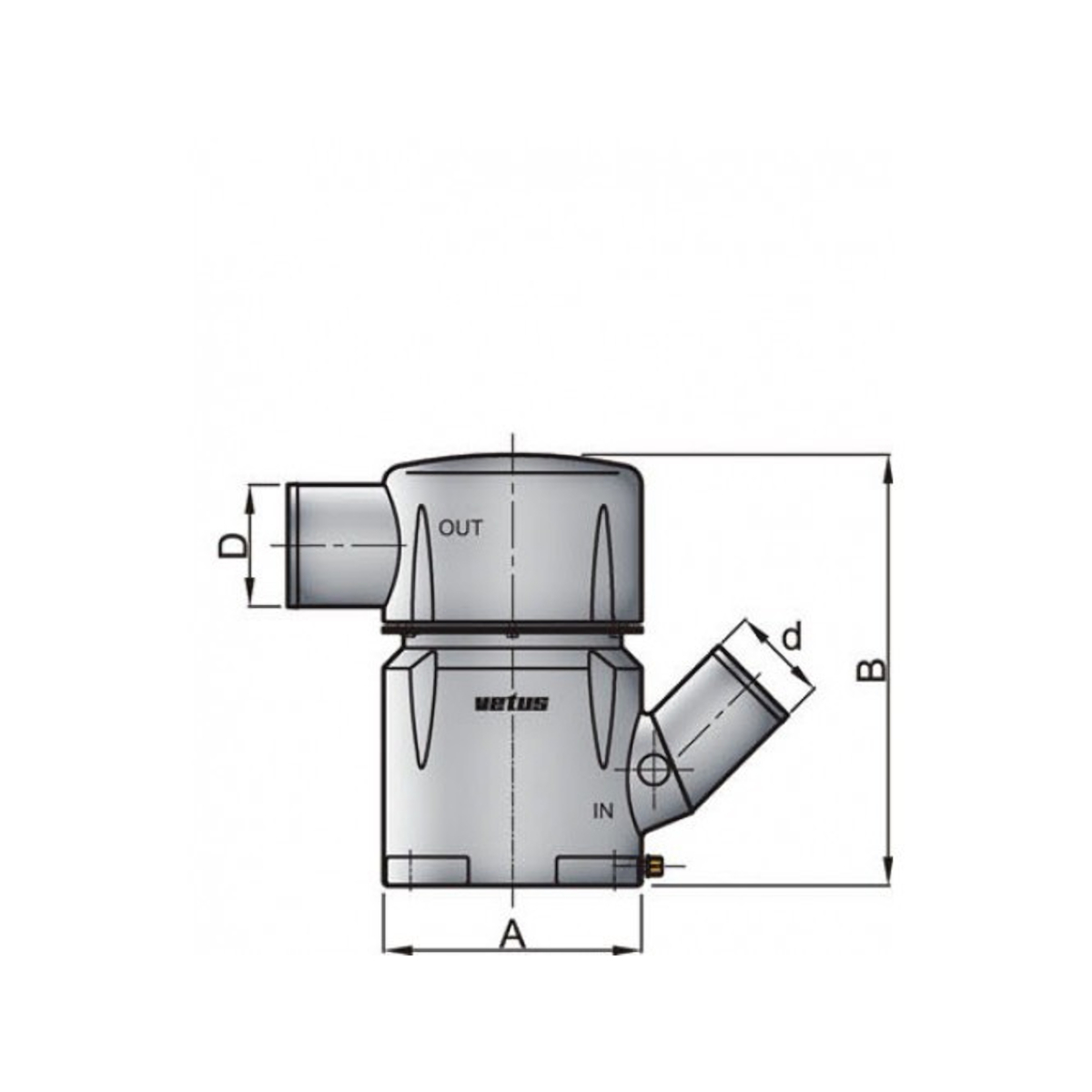 Vetus waterlock mgp - entrée 127 mm - 45° - sortie 127 mm